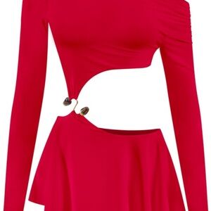 Chic Red Asymmetrical Dress